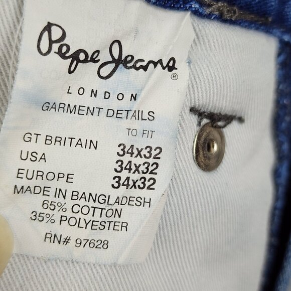 Pepe Jeans Mens 34x32 Blue London Baggy Y2K Skater Denim Jeans - Picture 13 of 13